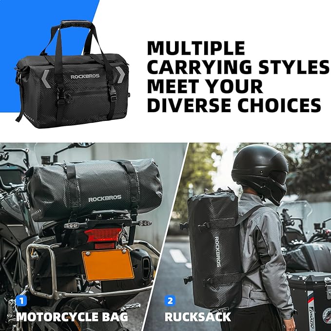 ROCKBROS Waterproof Duffel Bag 20-60L Motorcycle Travel Dry Duffel Bag for Motorcycling Boating Kayaking Camping Fishing Outdoor Adventure for Men Women