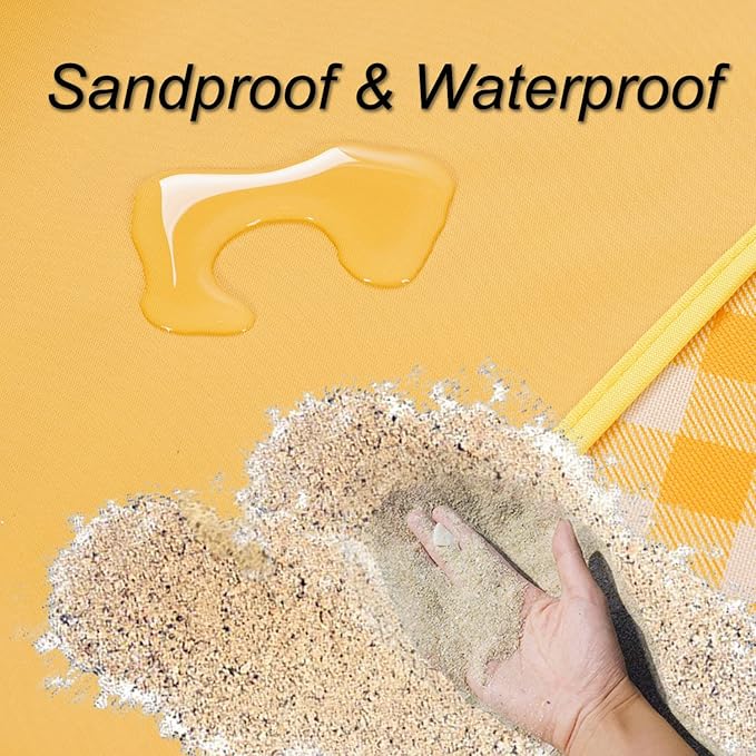 Picnic Blanket Beach Mat Extra Large Sandproof Waterproof Camping Blanket Portable Travel Blanket Play Mat for Outdoor Indoor Family Women Men Kids Beach BBQ Park Grass, 79"x57"
