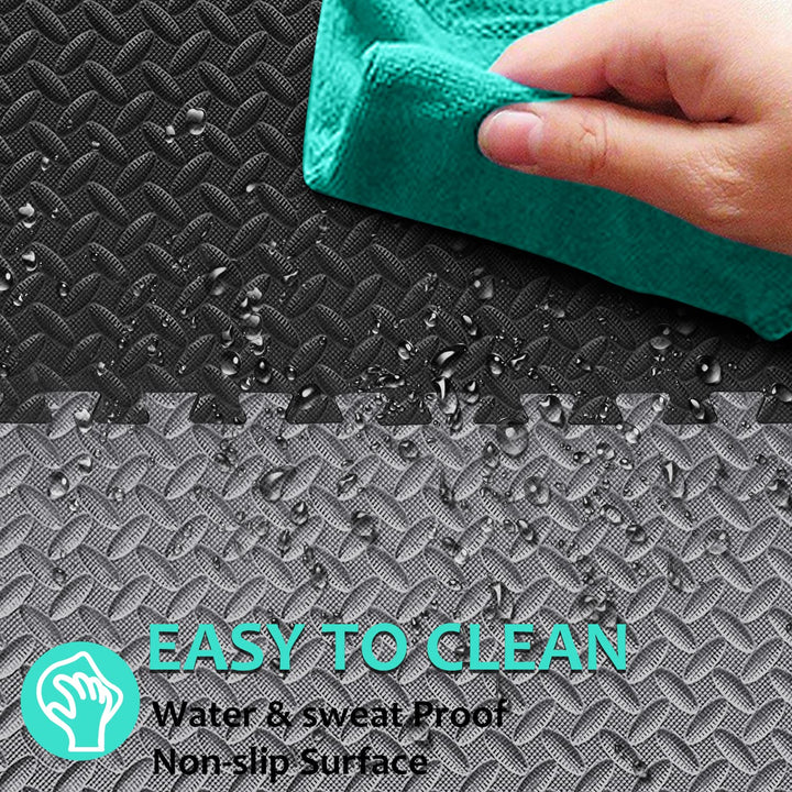 BEAUTYOVO Puzzle Exercise Mat with 12 Tiles Interlocking Foam Gym Mats, 24'' x 24'' EVA Foam Floor Tiles, Protective Flooring Mats Interlocking for Gym Equipment, Gray