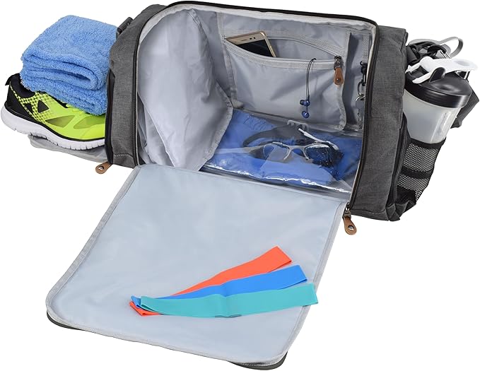 Ultimate Gym Bag 2.0: The Durable Crowdsource Designed Duffel Bag with 10 Optimal Compartments Including Water Resistant Pouch