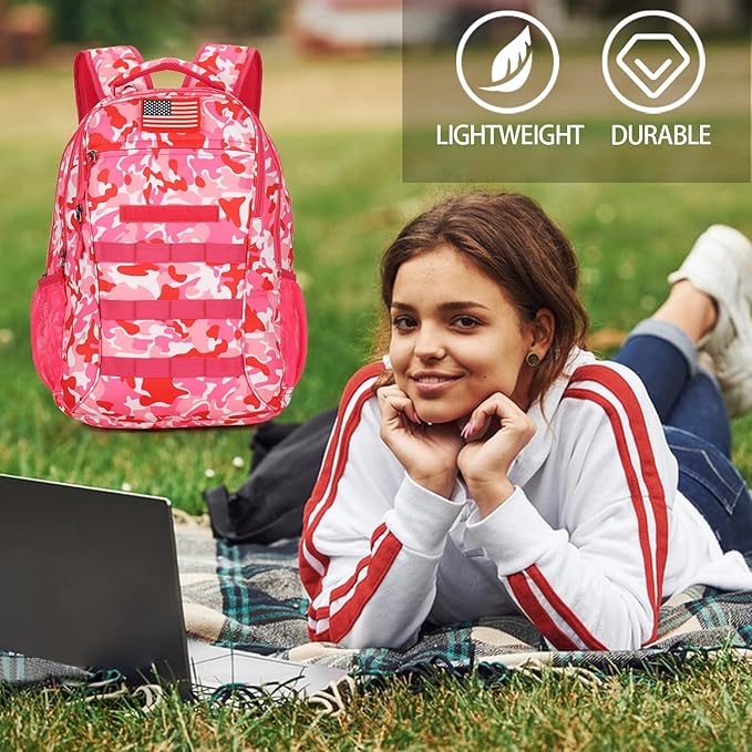 4land Camo Backpack for Boys,Army Boys Backpacks for Elementary Middle School Military,Camouflage Bookbag 40L