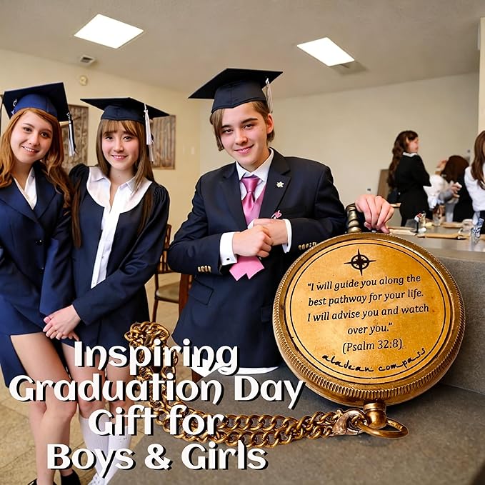 Divine Path Engraved Compass - I Will Guide You - Psalm 32:8" Quote | Inspirational Gifts for Men Women, Uplifting Spiritual Heavenly Faith Gift Boys Girls