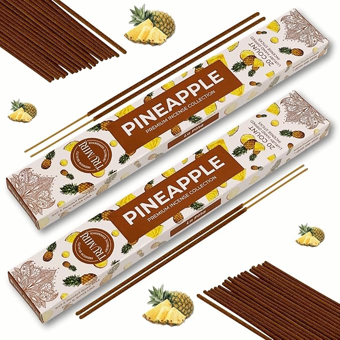 Pineapple Incense Sticks - Incienso de Piña - Total 40 Insence-Sticks - Dual Pack of 20 Insense - Inciensos - Inscents - Natural Non Toxic Ingredients - Incents - Incence - Inscense - Insents