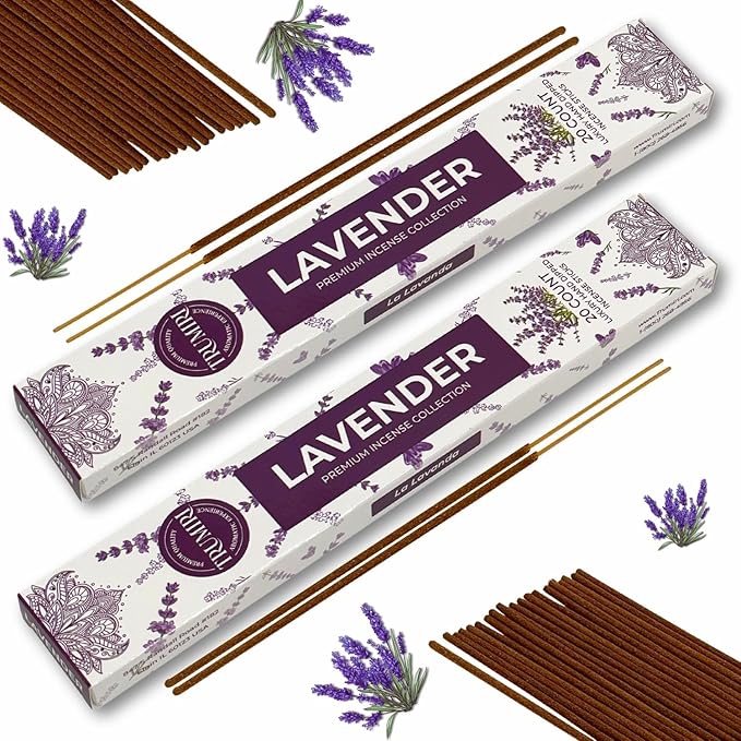 Lavender Incense Sticks - Incienso de Lavanda - Total 40 Insence-Sticks - Dual Pack of 20 Insense - Inciensos - Inscents - Natural Non Toxic Ingredients - Incents - Incence - Inscense - Insents