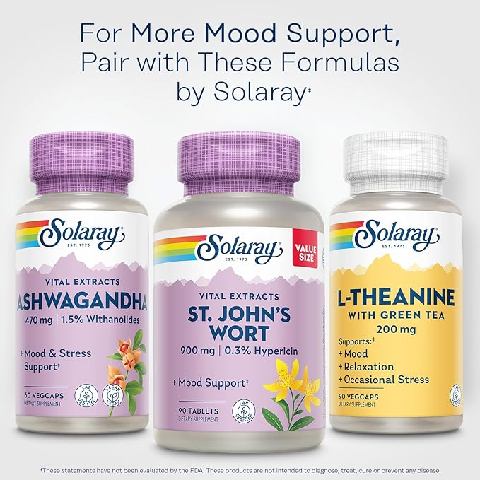 SOLARAY St. Johns Wort Aerial Extract One Daily 900mg | Standardized w/ 0.3% Hypericin for Mood Stability | Non-GMO | 90 Servings | 90 Tablets
