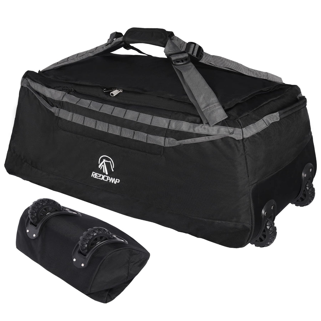 REDCAMP Foldable Duffle Bag with Wheels, 140l Black