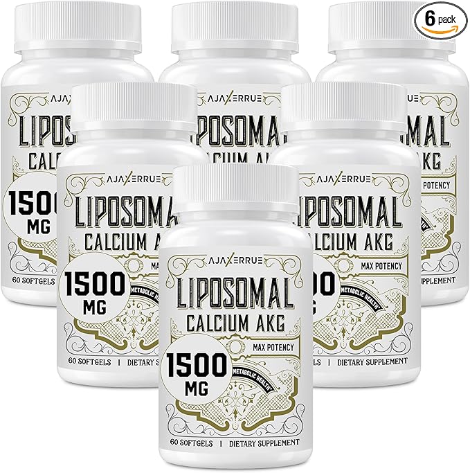 Liposomal Calcium AKG Supplement 1500 MG (Alpha-Ketoglutaric Acid), High Absorption, More Effective Than AAKG, Ca AKG for Longevity, Age Defense, Cellular Energy, Metabolic Function, 360 Softgels
