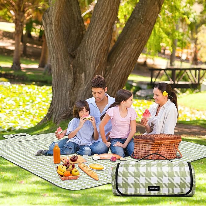 Picnic Blankets Waterproof Sandproof Foldable & Machine Washable, 80''x100'' Extra Large Beach Blankets, Simple Stylish Gingham Outdoor Blankets Grass Lawn Park for Family Camping Party