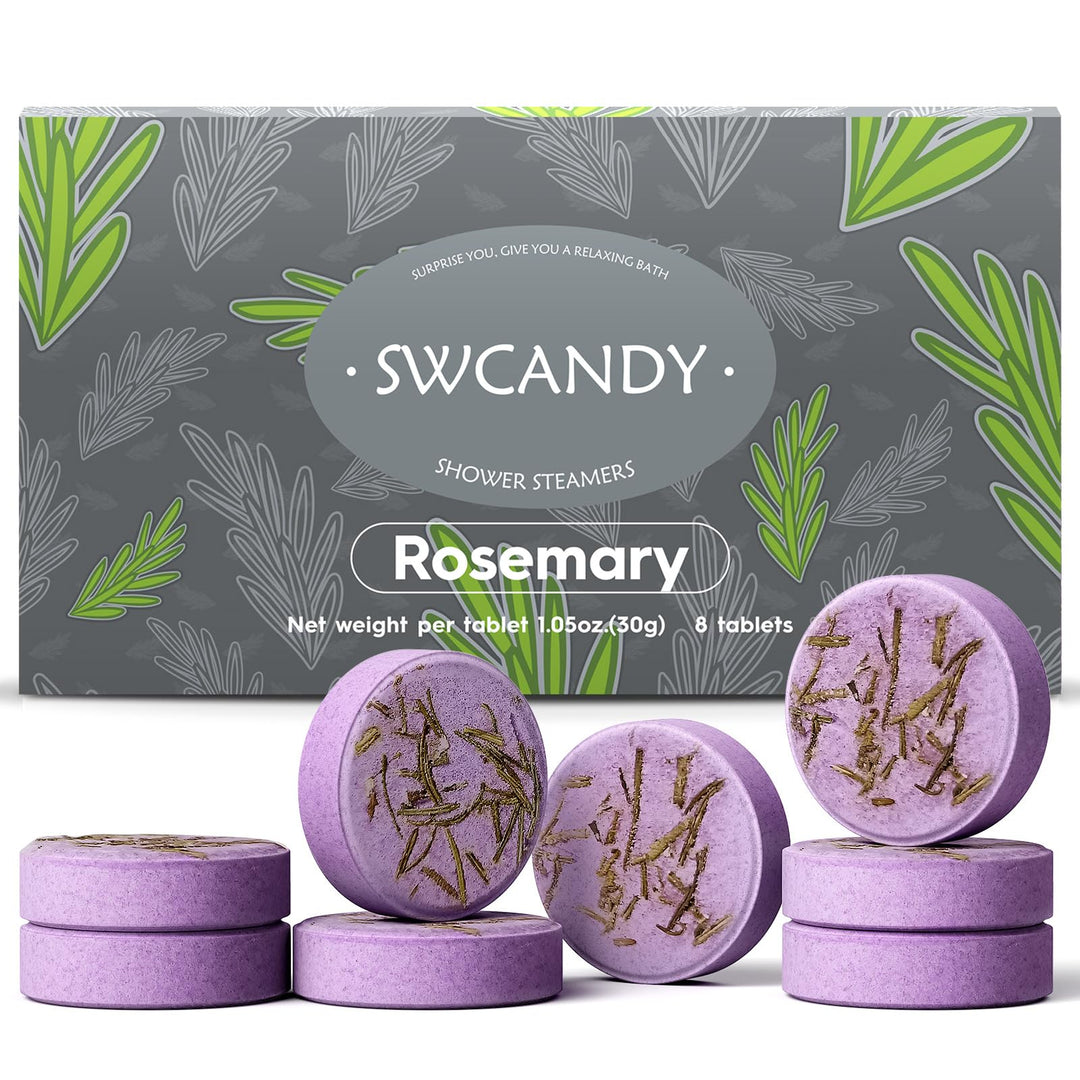 Aromatherapy Shower Steamers Birthday Day Gifts Rosemary - Swcandy 8 Pcs Bath Bombs Birthday Gifts for Women, Shower Bombs with Essential Oils, Relaxation Home SPA for Women Who Has Everything