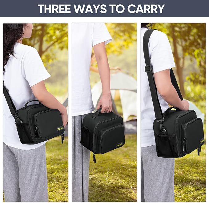 BALEINE Insulated Lunch Bag for Men Women, Leakproof Cooler Bag with Adjustable Shoulder Strap for Work Picnic, Lunch Box for Women Men (Small, Black)