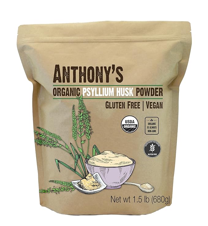 Anthony's Organic Psyllium Husk Powder, 1.5 lb, Gluten Free, Non GMO, Finely Ground, Keto Friendly
