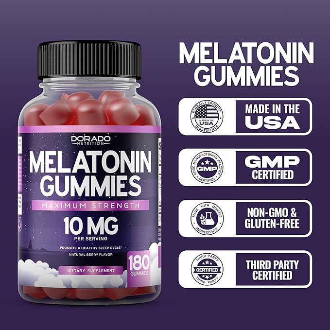 Melatonin Gummies 20mg for Adults (180 Count) - Quick Dissolve Melatonin 20mg Gummies - Gummy for Adults Contains 10mg - High Potency - Mixed Berry Flavor - Non-GMO, Vegan Supplement & Made in USA