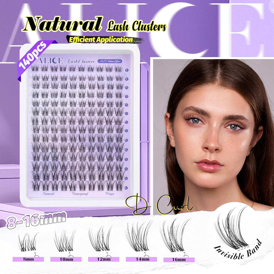 ALICE DIY Natural Lash Clusters | Wispy Anime Cat Eye | 10-16mm, 144 Pcs