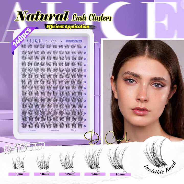 ALICE DIY Natural Lash Clusters | Wispy Anime Cat Eye | 10-16mm, 144 Pcs