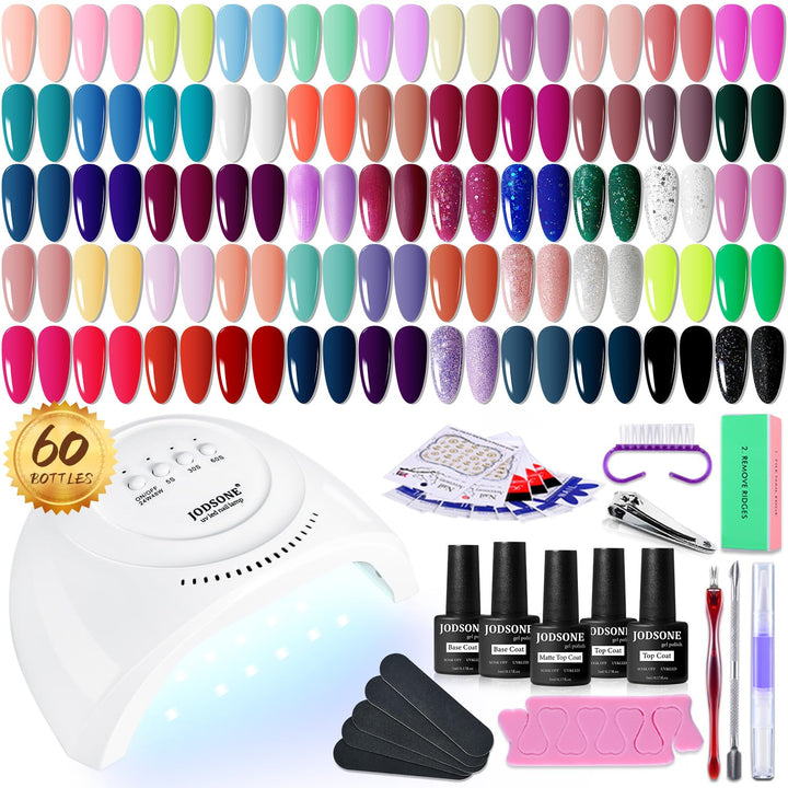 32+4 Pcs Gel Nail Polish Kit | Glitter Soak Off Gel for DIY Manicure