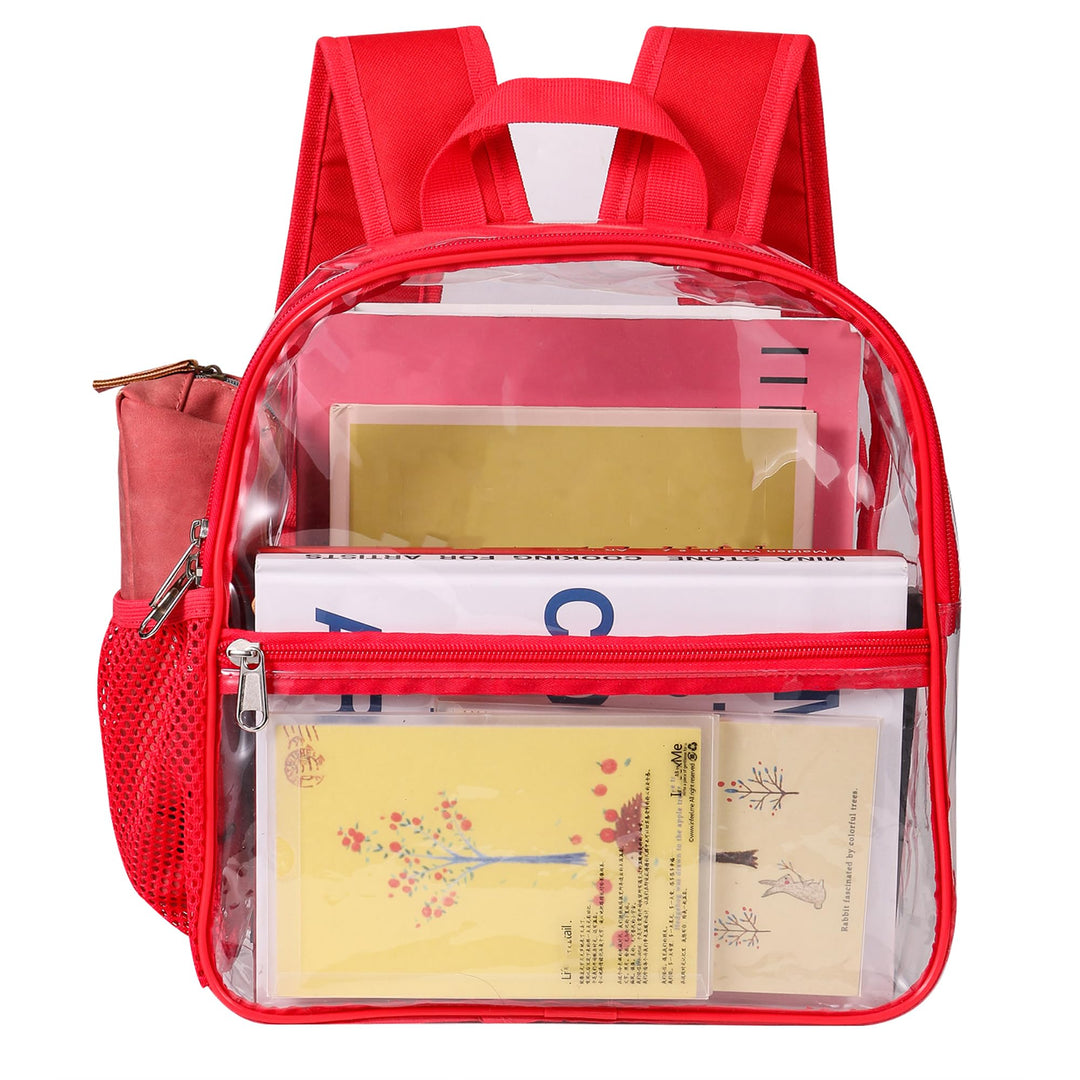 USPECLARE Clear Backpack Stadium Approved 12×6×12, Water proof Clear Bag for Concert Work Sport Event（Red）