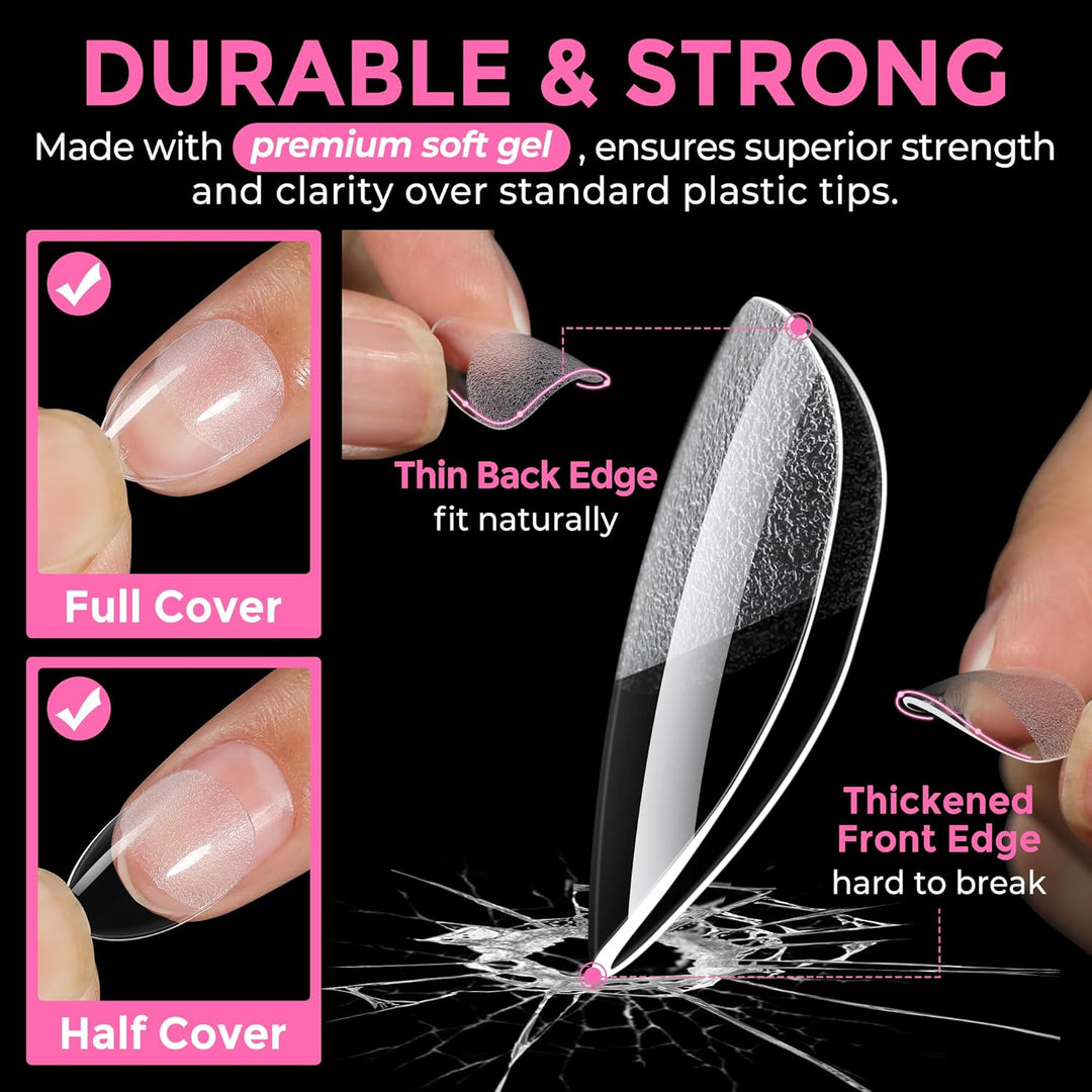 XXL Square Gel Nail Tips | 120 PCS Extra Long | No C Curve | DIY Home Use
