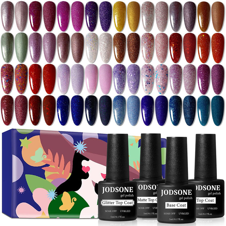 32+4 Pcs Gel Nail Polish Kit | Glitter Soak Off Gel for DIY Manicure