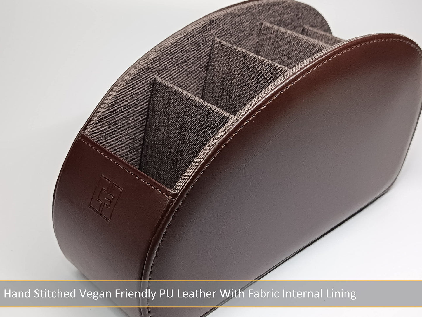 Connected Essentials Remote Control Holder Brown 5 Compartment TV Remote Organiser and Office Tidy, Living Room and Bedroom TV Control Storage Caddy CEG-10