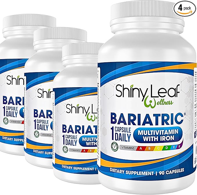 Shiny Leaf Bariatric Multivitamin with Iron - 45 mg for Gastric Bypass, Sleeve Gastrectomy, Roux-en-Y, Duodenal Switch - 22 Vitamins & Minerals, ASMBS Compliant, Vegetarian, Made in USA, GMP, 360 Ct.