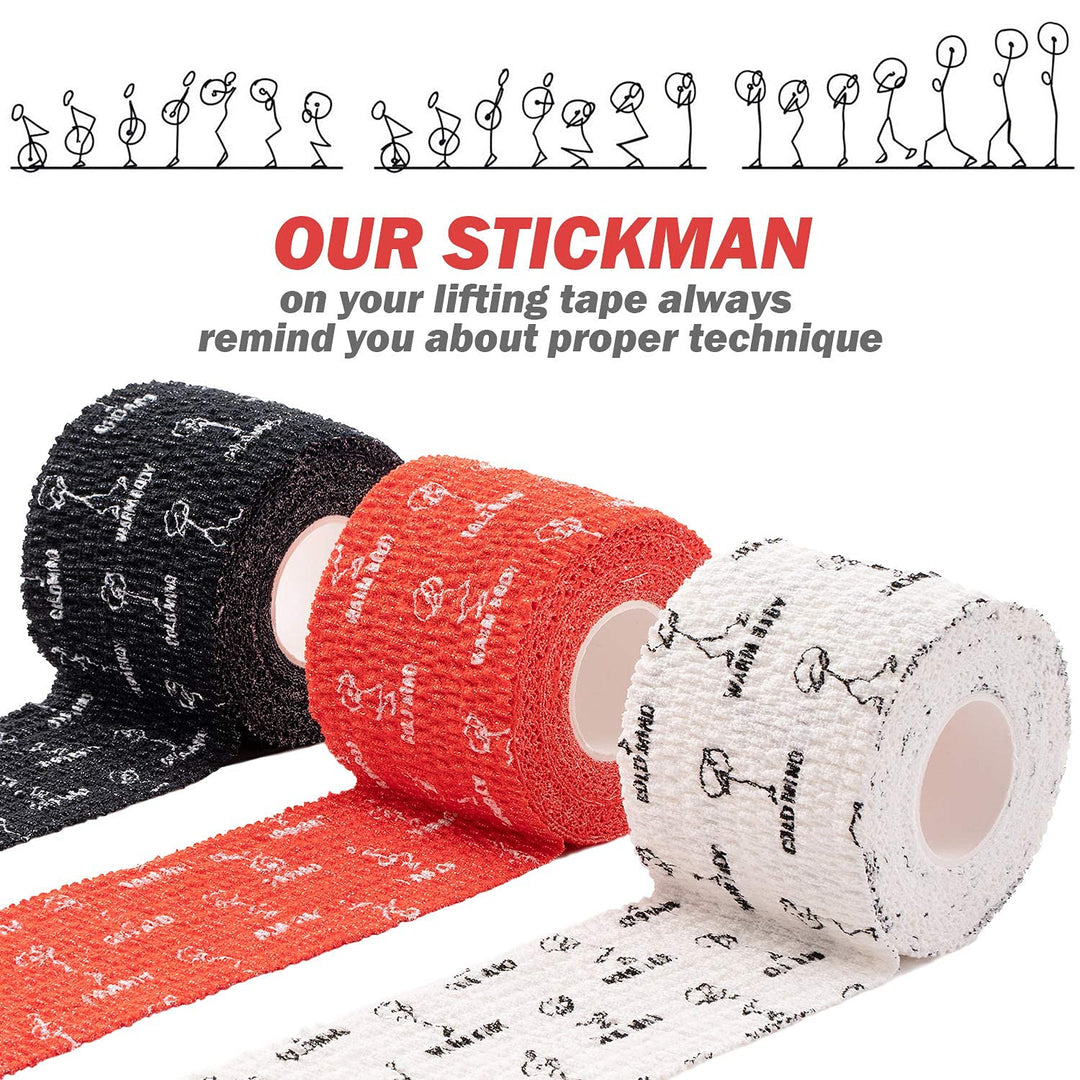 WARM BODY COLD MIND 2" Premium Lifting Thumb Tape for Weightlifting - Hook Grip for Powerlifting, Strength/Cross Training, Deadlift, Weight Lifting, Athletic Finger Wrap (White 6 Rolls)