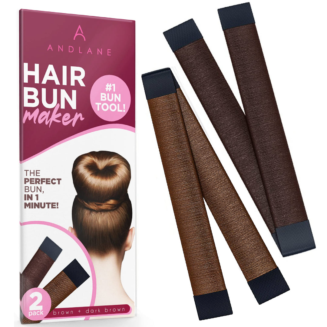 Women'S Hair Bun Maker French Twist Hair Fold Wrap Snap By Andlane (1 Brown, 1 Dark Brown)