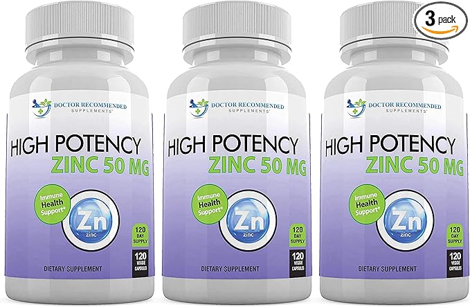 Zinc 50mg - Zinc Picolinate Immune Health Support Supplement 360 Veggie Capsules for Adults and Kids Vitamin, Well-Absorbed High Potency Pure Zinc Supplements - 50mg Per Serving