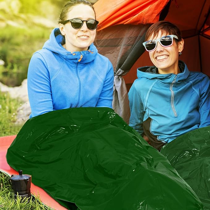 Qunclay 6 Set Emergency Sleeping Bag Portable Bivy Sack with Whistles Thermal Waterproof Survival Bag Foldable Lightweight Emergency Supplies for Outdoor Travel Camping Hiking