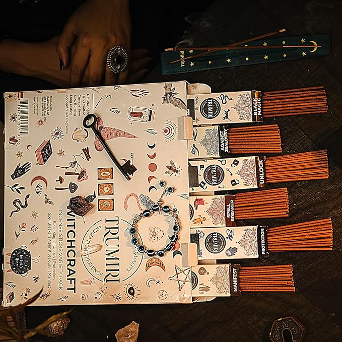 Witchcraft Incense Sticks - Total 120 Insence-Sticks (20 Insense x 6 Inscents) - for Wiccan Witches Brew Wicca Witch Voodoo Spell Pagan Black Magic Protection Against Jealousy + Burner Holder