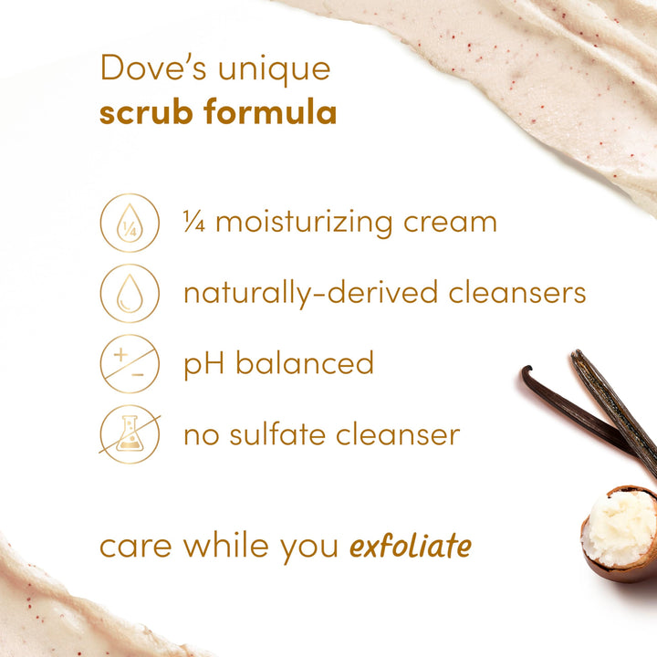 Dove Vanilla Body Scrub Exfoliates and Deeply Nourishes for Smooth, Radiant Skin 15oz