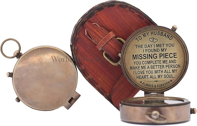 Engraved Compass, Gift for Husband,Anniversary,Wedding Gift for Him, Long Distance Boyfriend Gift, Fiance Gift I Miss You Long Distance Relationship Gift Boyfriend Gift