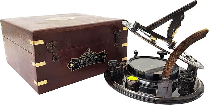 Brass Nautical - 5 inches Large Sundial Compass in Rosewood Case Top Grade Calibrated Vintage Gift