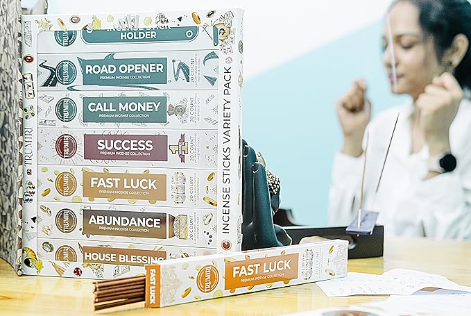 Money Incense Sticks - Total 120 Insence-Sticks (20 Inscents x 6 Insense) Inciensos Aromaticos Para La Casa Incents to Attract Money Luck Success Abundance Blessing Road Opener + Incense Holder