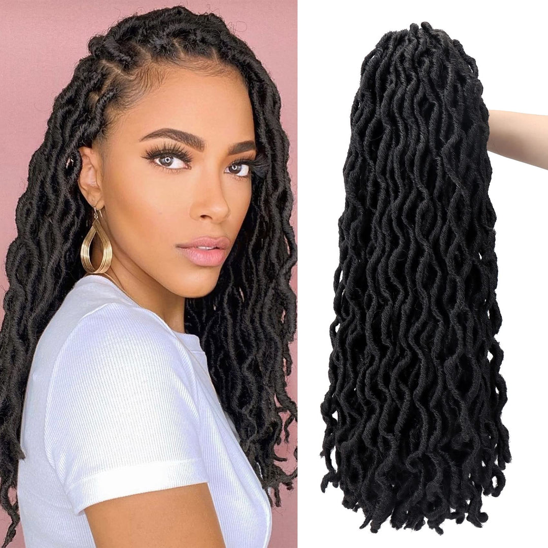 18 Inch Goddess Faux Locs Crochet Hair 6 Packs/Lot Soft Gypsy Locs Wavy Crochet Braids Dreadlocks Curly Wavy Twist Braiding Hair