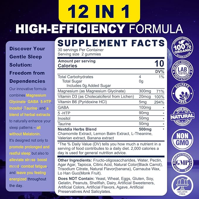 GABA Gummies,Melatonin Free Natural Sleep Gummies