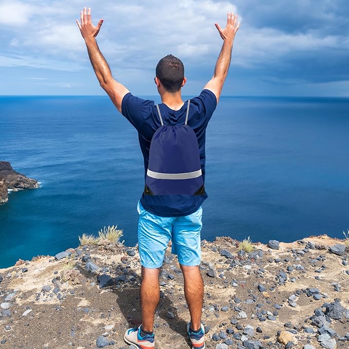 BeeGreen Drawstring Backpack Bags 20,30,50 Packs Reflective String Bags for Gym Sport Trip Cinch Sack DIY for Women Men