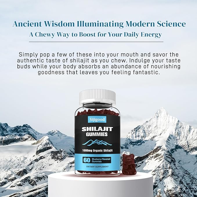 2 Packs Shilajit Supplement Gummies with 85+ Trace Minerals Supplement, Shilajit for Men & Women - 120 Blueberry Flavored Gummies