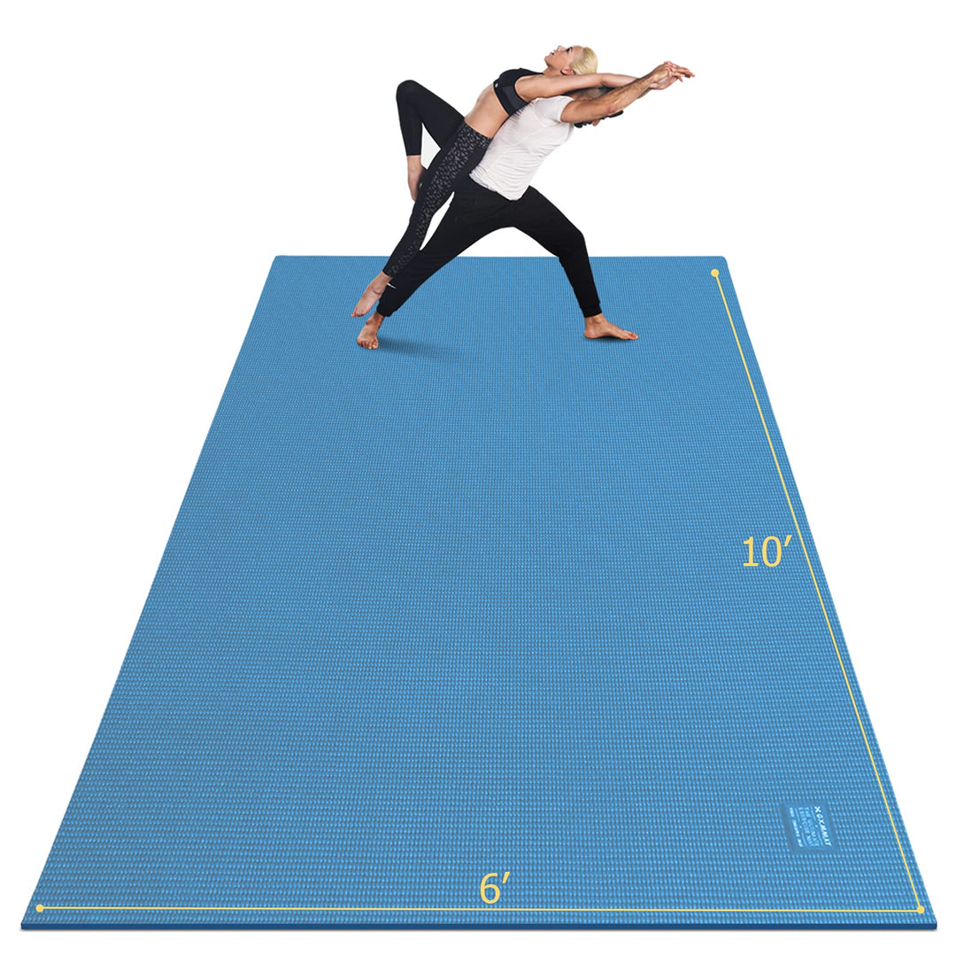 GXMMAT Large Yoga Mat 12'x6'/10'x6'/6'x8'(7mm), Extra Thick Workout Mats for Home Gym Flooring, Ultra Comfortable Non-Slip Quick Resilient Barefoot Wide Exercise Mat for Pilates, Stretching,Meditation