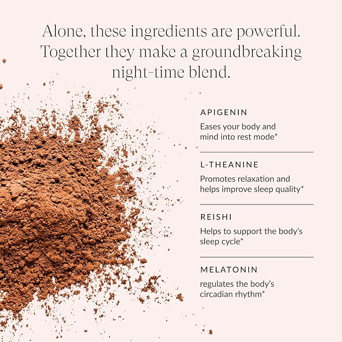 Beam Dream Sleep Powder, Natural Sleep Aid and Magnesium Hot Cocoa Drink for Adults, Calming Sleep Supplement with Apigenin, Nighttime Sleep Drink Powder, Third Party Tested Supplement, 30 Servings