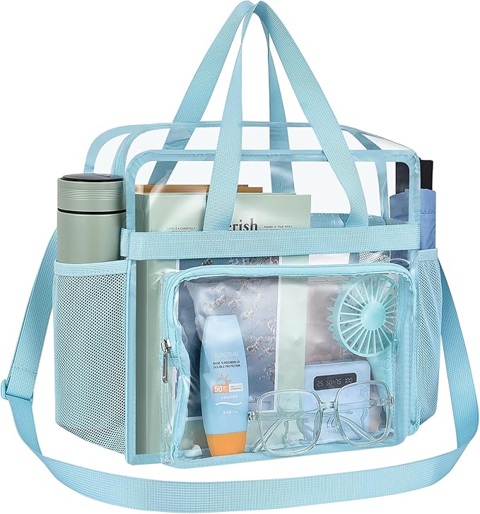 USPECLARE Clear Tote Stadium Approved, Security Travel & Gym Clear Bag for Work Sports Games Concerts