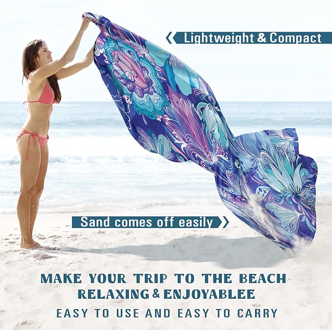 Beach Blanket Sandproof Waterproof 78''×81''1-5Adults Oversized,Compact Lightweight Durable Beach Mat for Travel Camping Hiking Picnic Blanket
