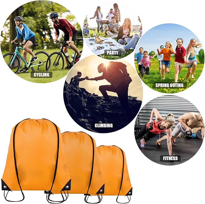 60 Pieces Drawstring Backpack Bulk Cinch Sackpack Ployster Drawstring Bags for Gym Party Trip(Orange)
