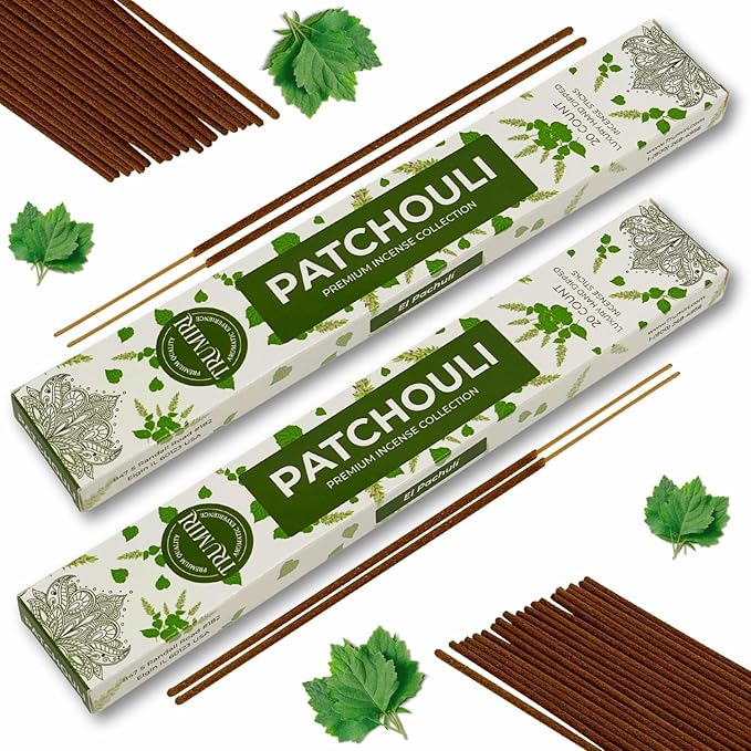Patchouli Incense Sticks - Total 40 Insence-Sticks - Dual Pack of 20 Insense - Inciensos - Inscents - Natural Non Toxic Ingredients - Incents - Incence - Inscense - Insents