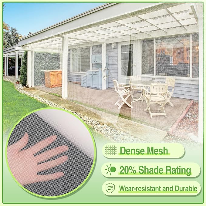 Stronger Garden Mesh Netting - 10 x 20 ft PPT Nano Bird Net Barrier, Mosquito Netting Screen for Outdoor Plants Vegetables Patios Balconies Terraces, Shading Rate 20% (White)