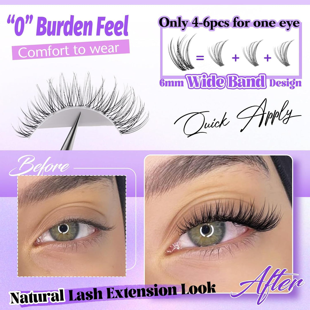 ALICE DIY Natural Lash Clusters | Wispy Anime Cat Eye | 10-16mm, 144 Pcs