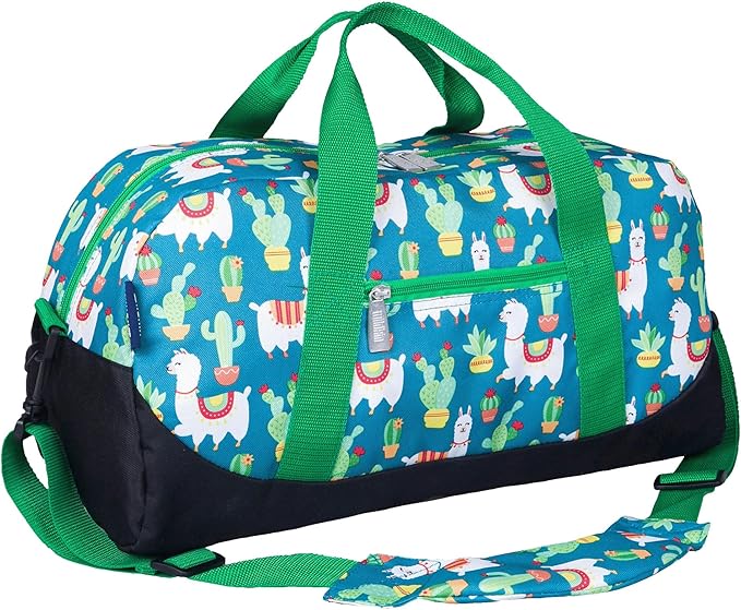 Wildkin Kids Overnighter Duffel Bag – Carry-On Size, Ideal for School & Sleepovers – Llamas and Cactus