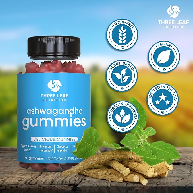 Ashwagandha Gummies for Men & Women - Ashwagandha Supplements Supports Focus, Memory, Calmness & Energy - Ashwagandha Extract Gummy - 60 Gummies