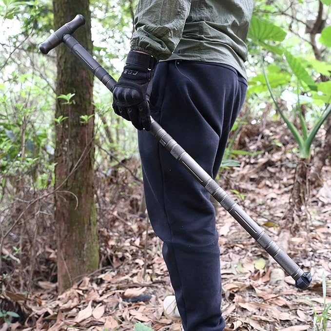 aiGear Walking Hiking Stick with Compass and Whistle, 15 in 1 Survive Walking Hiking Stick Outdoor Trekking Poles with Solid Durable Survive Tools 7 Tubes