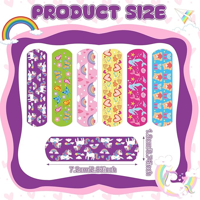 420 Pieces 6 Styles Cute Cartoon Bandages Knuckle Repair Tape Colorful First Aid Kit for Kids PE Fabric Adhesive Waterproof Breathable Bandages for Children Travel Cuts Scrapes Wounds (Cute)