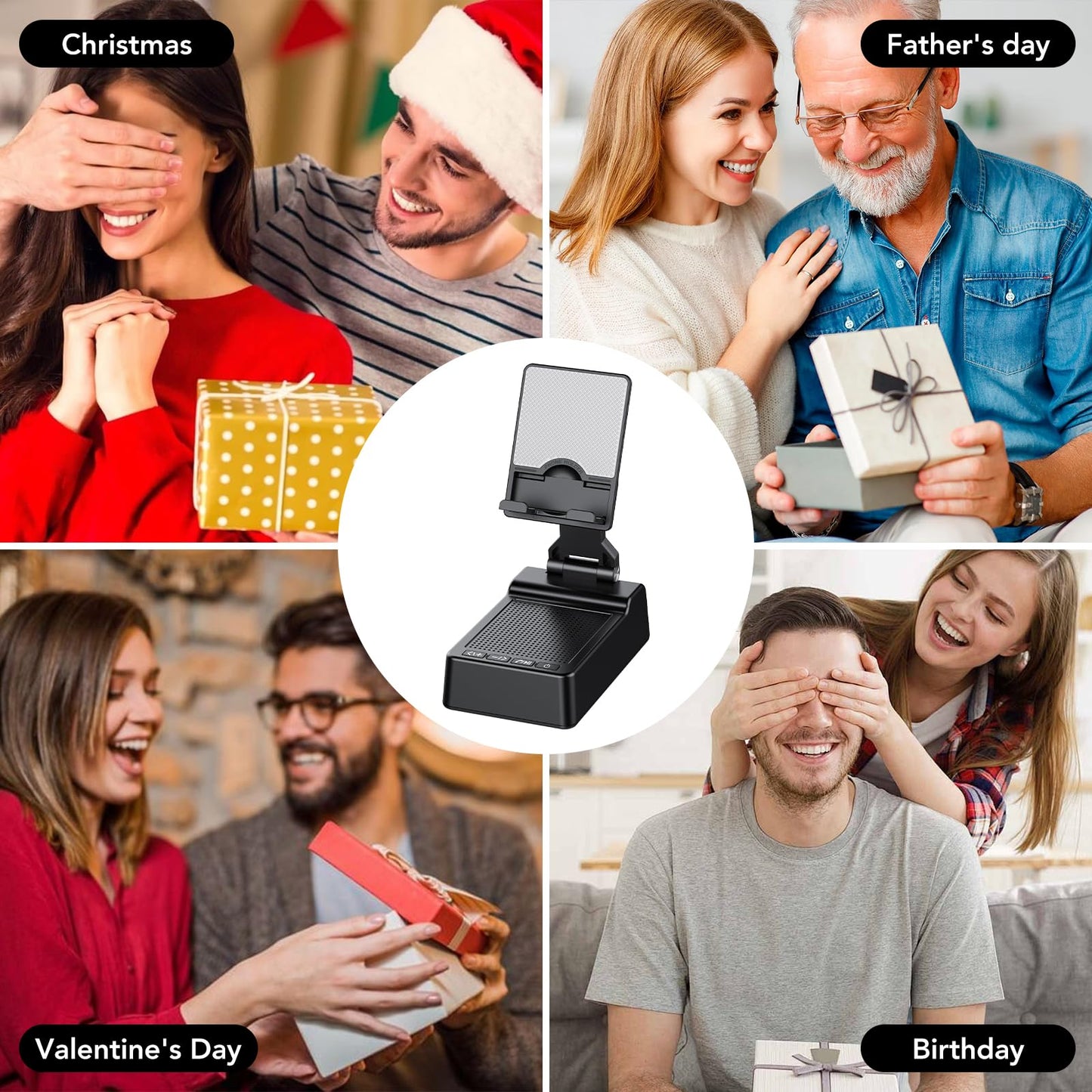 taopodo Foldable Phone Stand with Wireless Bluetooth Speaker and Anti-Slip Base, Birthday Gifts for Men/Women, Gadgets for Anniversary Idea Gift, Stocking Fillers for Beloved